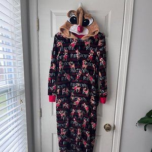Fleece Adult Onesie Rudolph Christmas Cosplay Costume Adult Small